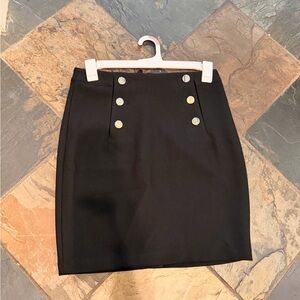 H&M Black Pencil Skirt with Gold Buttons